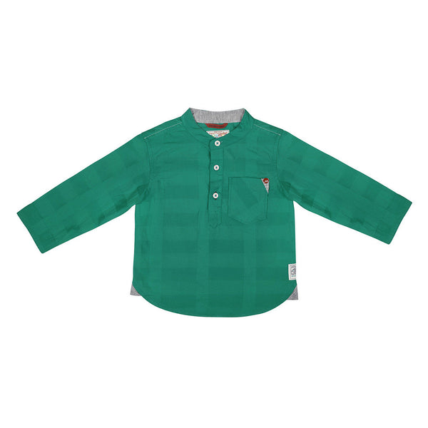 CHINESE COLLAR WITH HALF PLKT 3/4TH ROLL UP SLV SHIRT