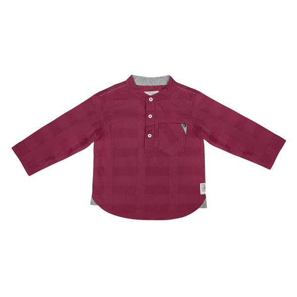 CHINESE COLLAR WITH HALF PLKT 3/4TH ROLL UP SLV SHIRT