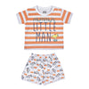 BABY KNIT SET BOYS LITTLE MAN STRIPER+AOP FRONT OPEN F/S WITH PAJAMA