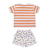 BABY KNIT SET BOYS LITTLE MAN STRIPER+AOP FRONT OPEN F/S WITH PAJAMA