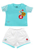 BABY KNIT SET BOYS BADGES 4 FRONT OPEN S/S WITH SHORTS