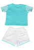 BABY KNIT SET BOYS BADGES 4 FRONT OPEN S/S WITH SHORTS