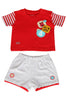 BABY KNIT SET BOYS BADGES 4 FRONT OPEN S/S WITH SHORTS