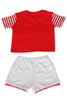 BABY KNIT SET BOYS BADGES 4 FRONT OPEN S/S WITH SHORTS