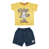 KNIT/DENIM SET BOYS COLLEGE R/N RAGLAN S/S WITH SHORTS