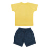 KNIT/DENIM SET BOYS COLLEGE R/N RAGLAN S/S WITH SHORTS