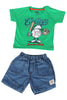 KNIT/DENIM SET BOYS COLLEGE R/N RAGLAN S/S WITH SHORTS