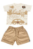 KNIT/TWILL SET BOYS LETS EXPLORE R/N S/S WITH SHORTS