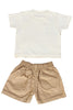 KNIT/TWILL SET BOYS LETS EXPLORE R/N S/S WITH SHORTS