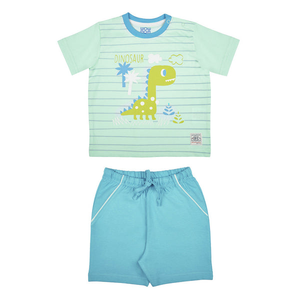 DINOSAUR BOYS KNIT SET H/S WITH SHORTS