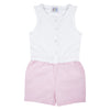 ROMPER WITH LACE AND POPLIN SHORTS