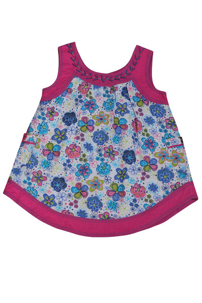 AOP MULTI FLORAL WITH POCKET SLV LESS FROCK
