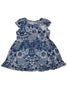 AOP FLORAL BLUE WITH FLUTTER SLV FROCK