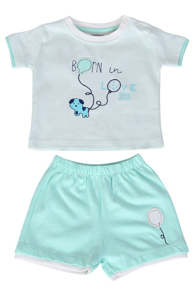 BABY KNIT SET GIRLS BORN IN FRONT OPEN S/S WITH SHORTS