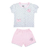 BABY KNIT SET GIRLS POLKA+BUTTERFLY FRONT OPEN S/S WITH SHORTS