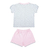BABY KNIT SET GIRLS POLKA+BUTTERFLY FRONT OPEN S/S WITH SHORTS