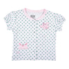BABY KNIT SET GIRLS POLKA+BUTTERFLY FRONT OPEN S/S WITH SHORTS