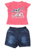 KNIT/DENIM SET GIRLS PRINCESS R/N S/S WITH SHORTS