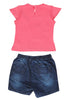 KNIT/DENIM SET GIRLS PRINCESS R/N S/S WITH SHORTS