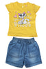 KNIT/DENIM SET GIRLS PRINCESS R/N S/S WITH SHORTS
