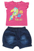 KNIT/DENIM SET GIRLS HAWAII R/N S/S WITH SHORTS
