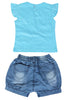 KNIT/DENIM SET GIRLS HAWAII R/N S/S WITH SHORTS