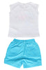 KNIT/TWILL SET GIRLS SMILE R/N S/S WITH SHORTS