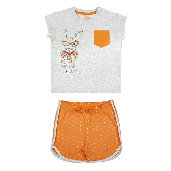 I LOVE CARROT GIRLS KNIT SET CAP SLV WITH SHORTS