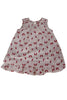 AOP FLAMINGO PLEATED SLV LESS FROCK