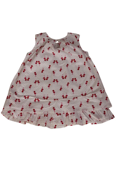 AOP FLAMINGO PLEATED SLV LESS FROCK
