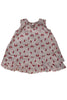 AOP FLAMINGO PLEATED SLV LESS FROCK